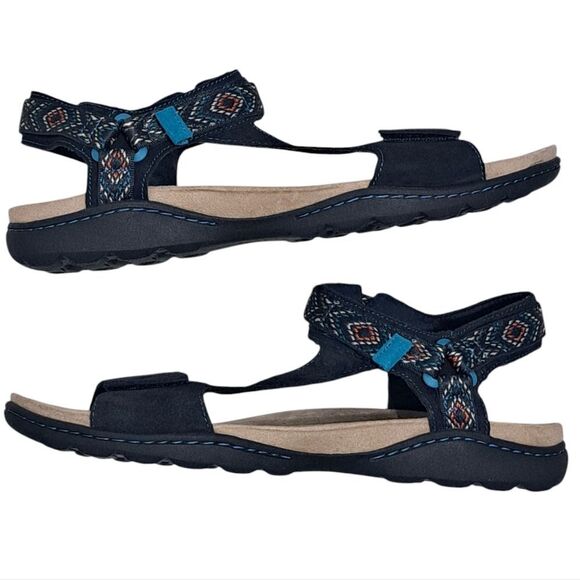 Clarks Amanda Step Riptape Summer Comfy Sandals  Navy Suede Size 11 - Picture 4 of 13